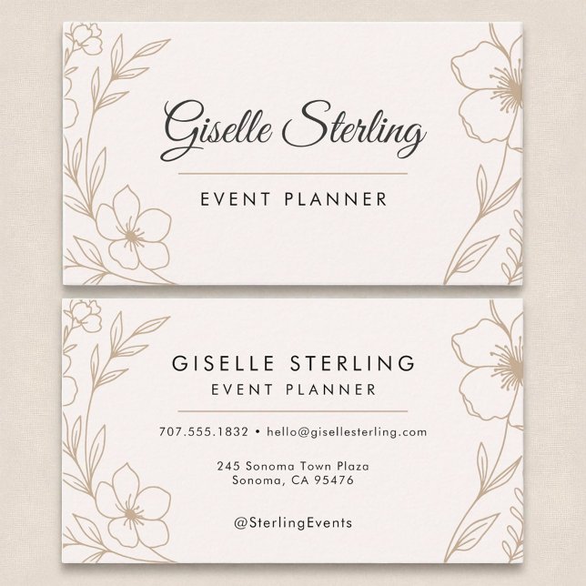 Tarjeta De Visita Elegante Planificador de Eventos Botánico Rubor Ne (Subido por el creador)
