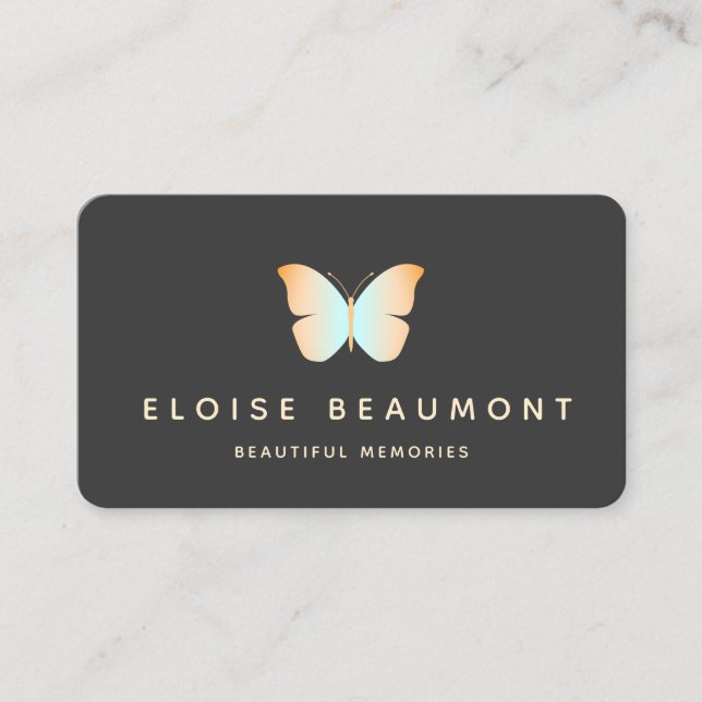 Tarjeta De Visita Elegante planificador de eventos de mariposa (Anverso)