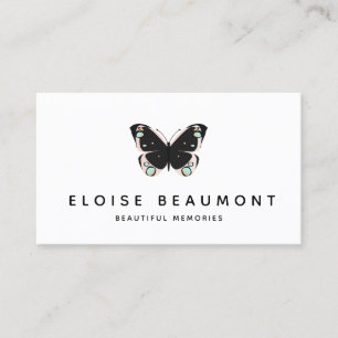 Tarjeta De Visita Elegante planificador de eventos de mariposa rosad