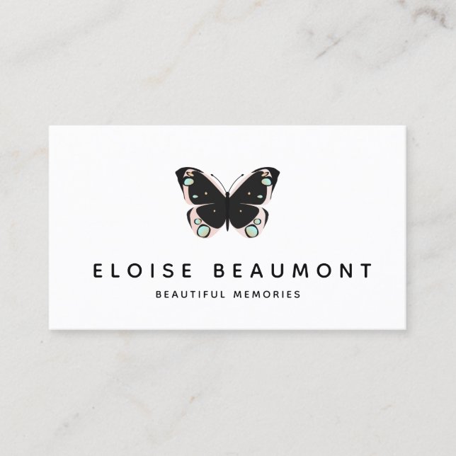 Tarjeta De Visita Elegante planificador de eventos de mariposa rosad (Anverso)