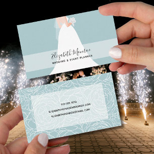 Tarjeta De Visita Elegante planificador de eventos Dusty Blue Boda