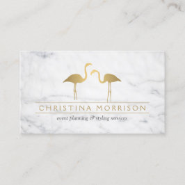 Tarjeta De Visita Elegante Planificador de Eventos Flamingos de Oro