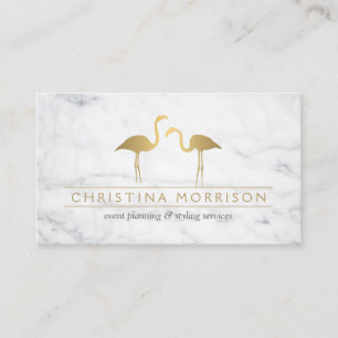 Tarjeta De Visita Elegante Planificador de Eventos Flamingos de Oro 