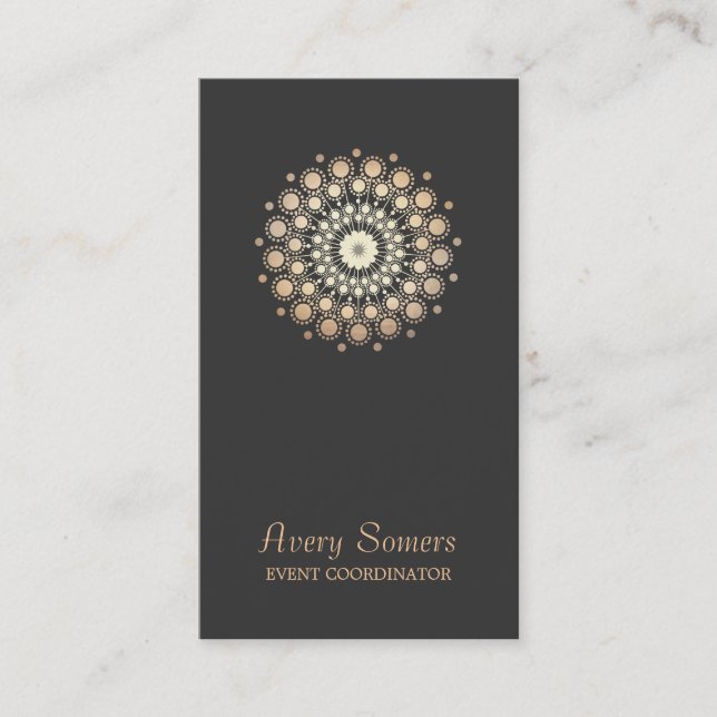 Tarjeta De Visita Elegante planificador de eventos Motif Gold Flower (Anverso)
