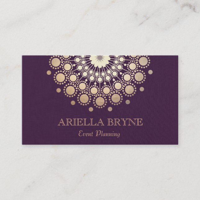 Tarjeta De Visita Elegante Planificador de Eventos Purple Círculos d (Anverso)