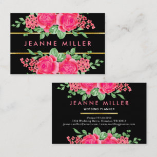 Tarjeta De Visita Elegante planificador de la boda de la flor rosa d