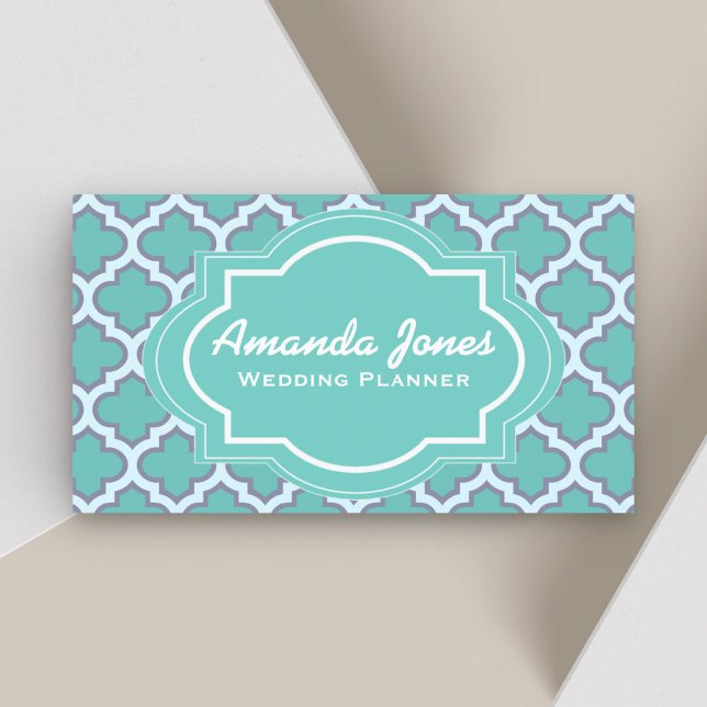 Tarjeta De Visita Elegante planificador Verde azulado de bodas de qu (Subido por el creador)