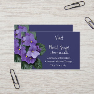 Tarjeta De Visita Elegante planta violeta africana de flores natural