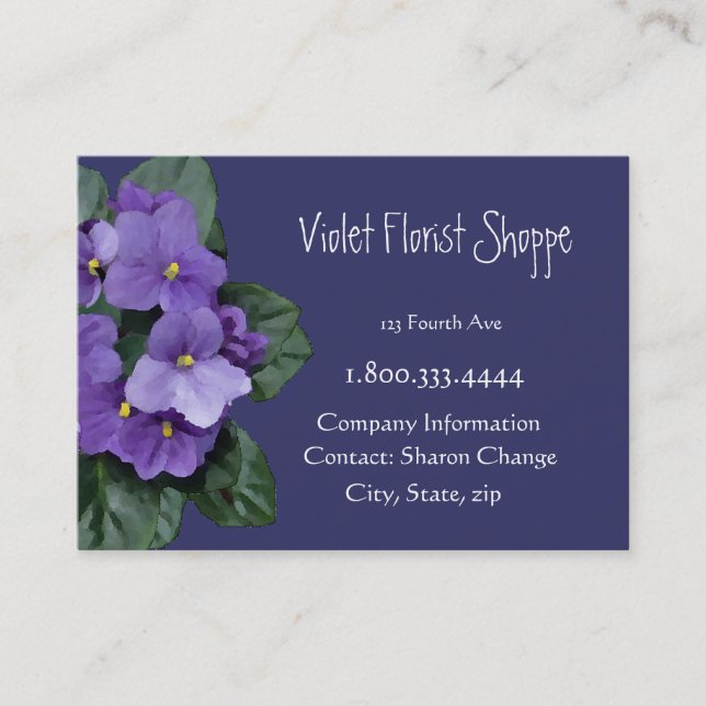 Tarjeta De Visita Elegante planta violeta africana de flores natural (Anverso)
