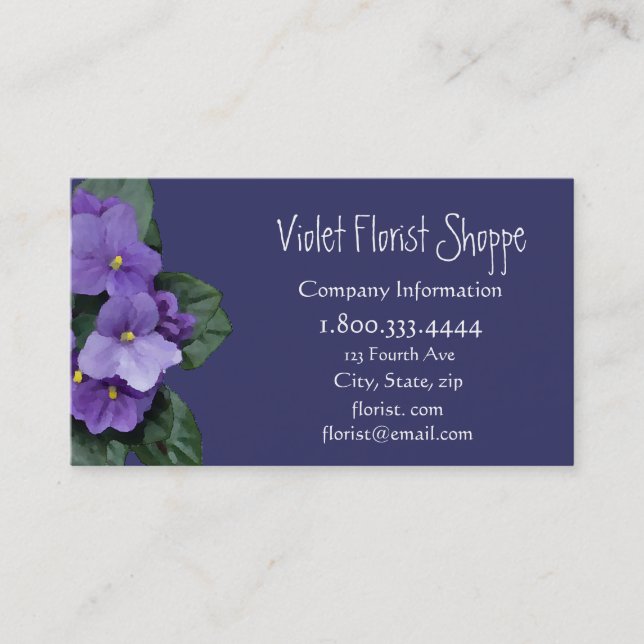 Tarjeta De Visita Elegante planta violeta africana de flores natural (Anverso)
