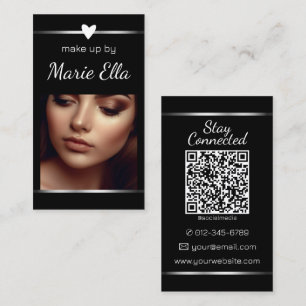 Tarjeta De Visita Elegante plantilla de código QR de fotografía de c