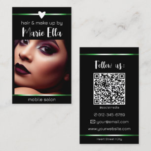 Tarjeta De Visita Elegante plantilla de código QR de fotos de líneas
