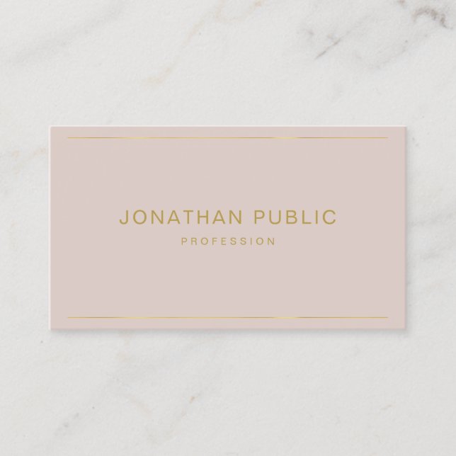 Tarjeta De Visita Elegante plantilla de diseño simple oro Texto de o (Anverso)