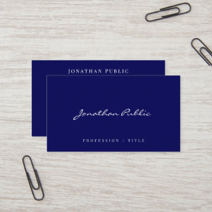 Tarjeta De Visita Elegante plantilla de guión simple moderno azul ma
