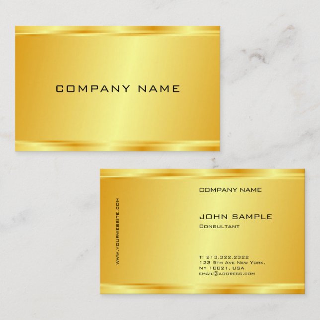 Tarjeta De Visita Elegante plantilla de lujo Faux Gold Glamour (Anverso / Reverso)