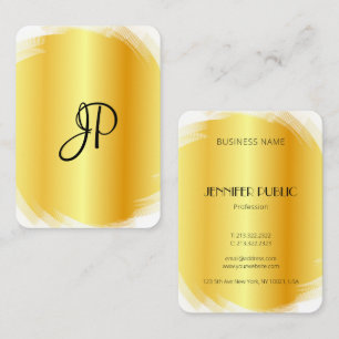 Tarjeta De Visita Elegante plantilla de Monograma Moderno Blanco Fau