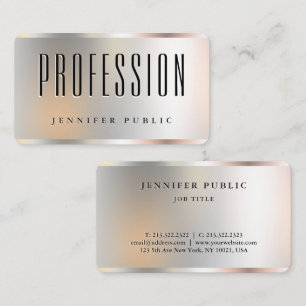 Tarjeta De Visita Elegante Plantilla De Plata Faux Tu Texto Personal