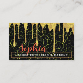 Tarjeta De Visita Elegante plantilla de Sepia Eyelash Golden Drip