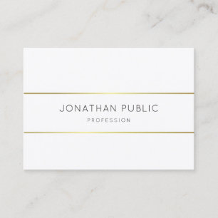 Tarjeta De Visita Elegante plantilla dorada monogramada blanca moder