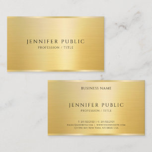 Tarjeta De Visita Elegante plantilla Faux Gold Gloss Profesional