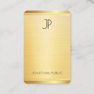 Tarjeta De Visita Elegante Plantilla Faux Oro Vertical Moderno Redon