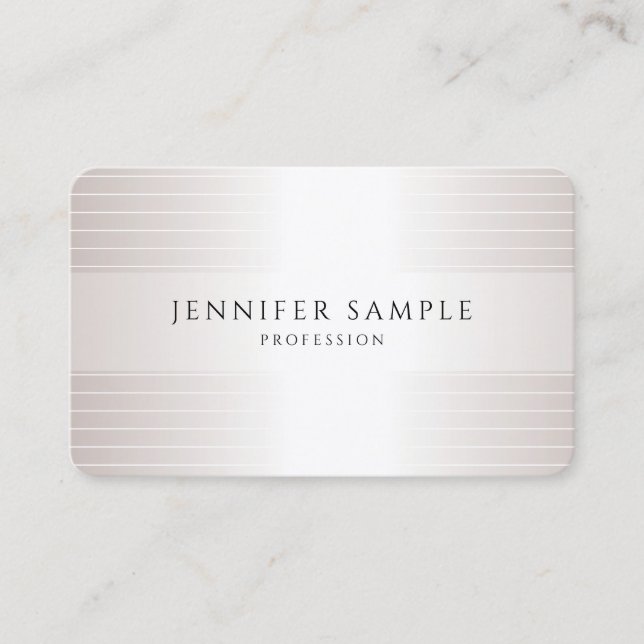 Tarjeta De Visita Elegante plantilla Faux Silver profesional moderna (Anverso)