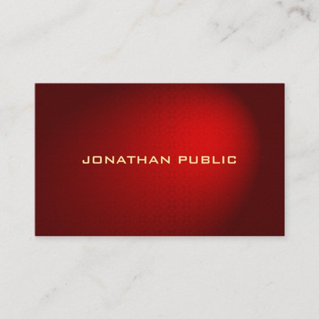Tarjeta De Visita Elegante plantilla lujosa de damasco rojo elegante (Anverso)