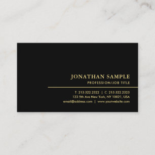 Tarjeta De Visita Elegante Plantilla Mínima Única En Negro Y Oro
