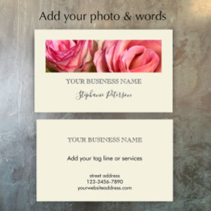 Tarjeta De Visita Elegante plantilla moderna de foto floral personal