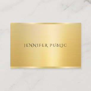 Tarjeta De Visita Elegante plantilla moderna Faux Gold Semi Gloss