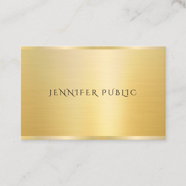 Tarjeta De Visita Elegante plantilla moderna Faux Gold Semi Gloss (Anverso)