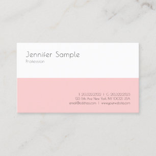 Tarjeta De Visita Elegante plantilla moderna simple Rubor rosa blanc