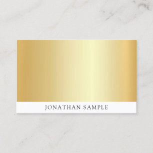 Tarjeta De Visita Elegante plantilla profesional Gold White Modern