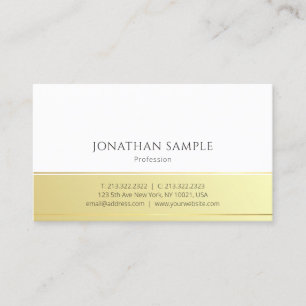 Tarjeta De Visita Elegante plantilla profesional Gold White Moderno