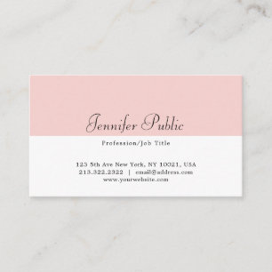 Tarjeta De Visita Elegante plantilla Rubor rosa blanco moderno simpl