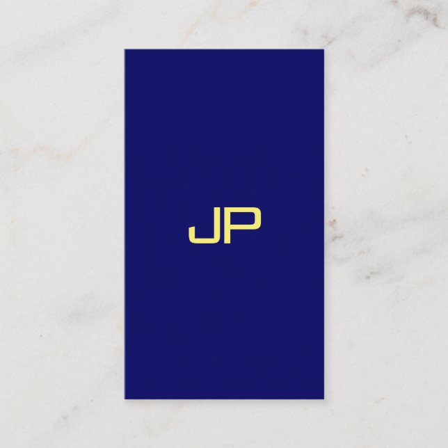 Tarjeta De Visita Elegante plantilla simple Faux Gold Font Navy azul (Anverso)