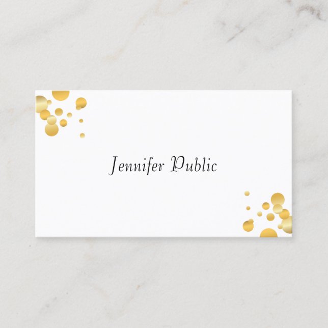 Tarjeta De Visita Elegante plantilla simple Gold Confetti moderno (Anverso)