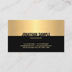 Tarjeta De Visita Elegante plantilla sofisticada moderna de oro negr