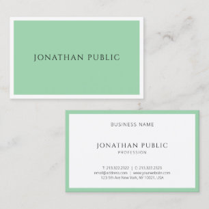 Tarjeta De Visita Elegante plantilla verde blanco simple a la moda m