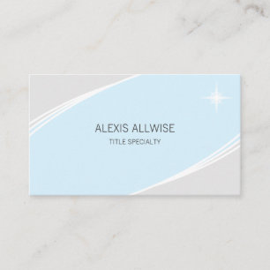 Tarjeta De Visita Elegante Plata, Azul Turquesa Claro y Blanco