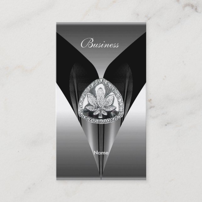 Tarjeta de visita Elegante Plata Color Negro Croma (Anverso)