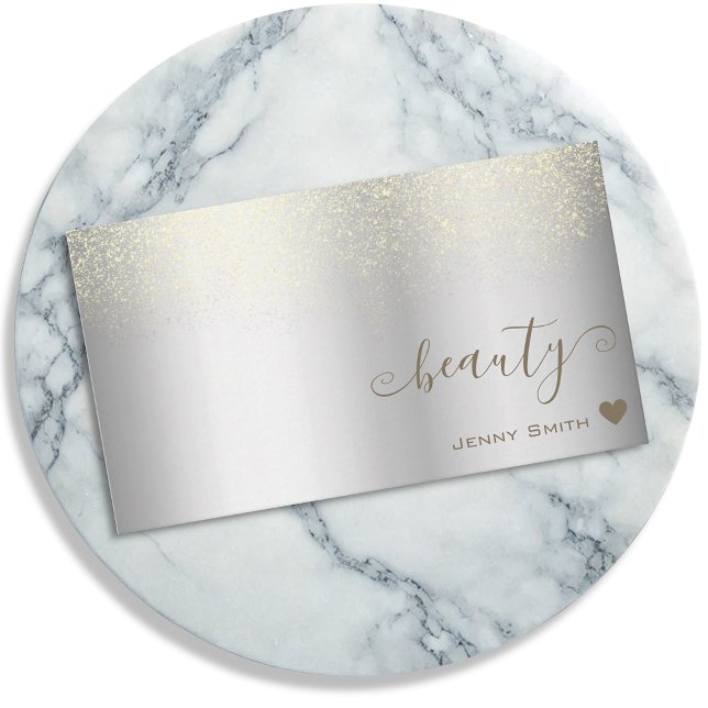 Tarjeta De Visita Elegante plata con promoción de belleza de lluvia  (Subido por el creador)