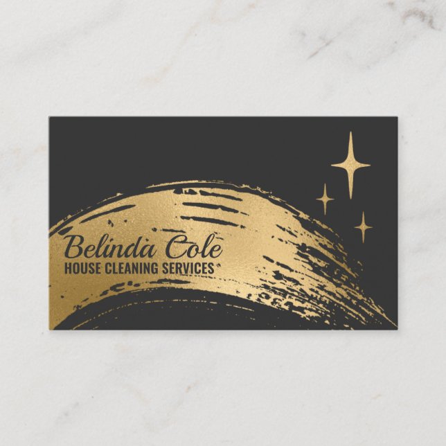 Tarjeta De Visita Elegante Plata De Oro Y Limpieza De Carbón (Anverso)