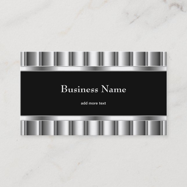 Tarjeta De Visita Elegante Plata Negro (Anverso)