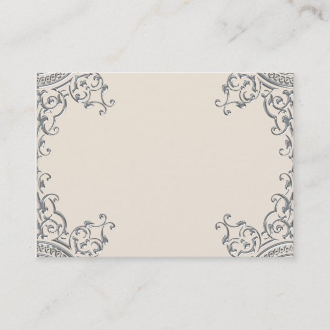 Tarjeta De Visita Elegante plata y beige (Anverso)
