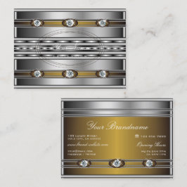 Tarjeta De Visita Elegante plateado con Diamantes de imitación falso