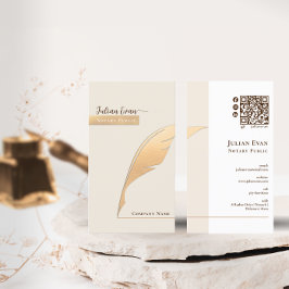 Tarjeta De Visita Elegante pluma de almidonado dorado Notario de Mar