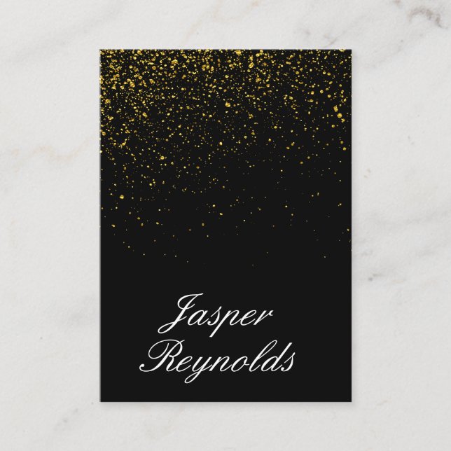 Tarjeta De Visita Elegante polvo dorado negro lux (Anverso)