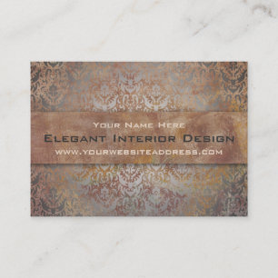 Tarjeta De Visita Elegante Pompeya Damask Shimmer rojo y oro