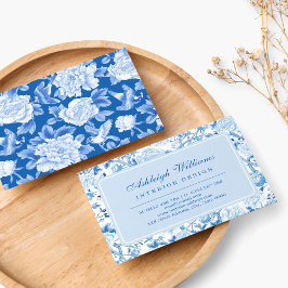 Tarjeta De Visita Elegante porcelana floral Chinoiserie azul blanco
